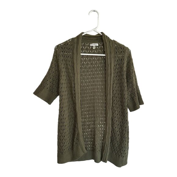 Croft & Barrow Olive Green Short Sleeve Knit Cardigan, Medium, Pre-owned - Picture 3 of 7